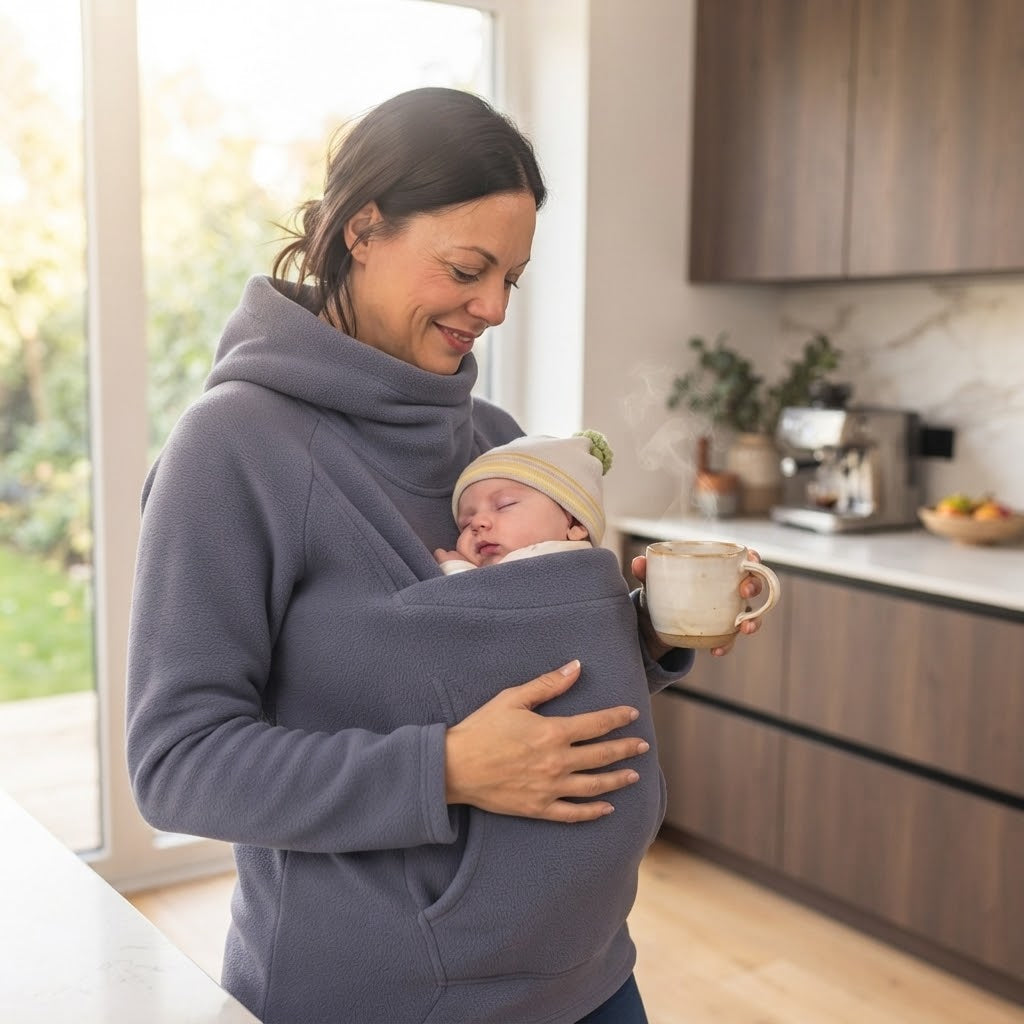 Kuscheliger Tragepulli mit Babytasche