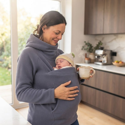 Kuscheliger Tragepulli mit Babytasche