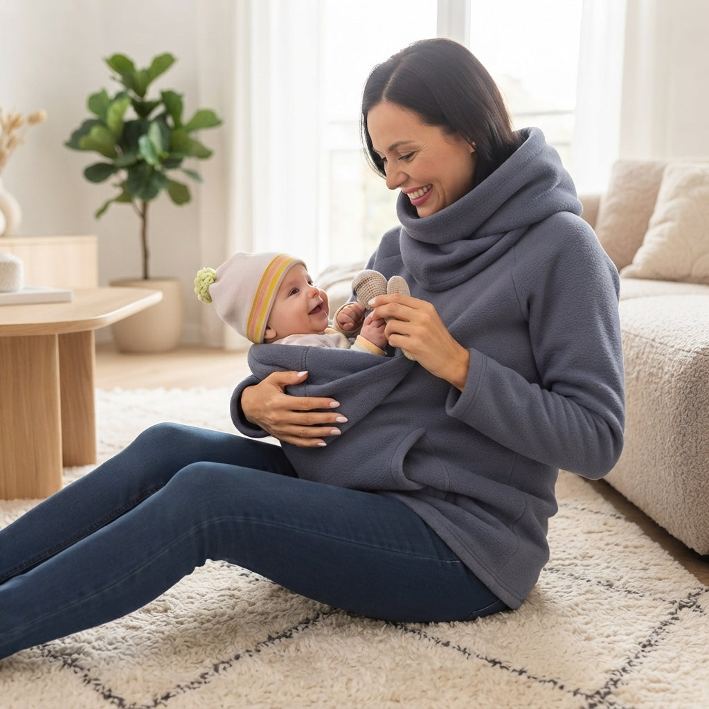 Kuscheliger Tragepulli mit Babytasche